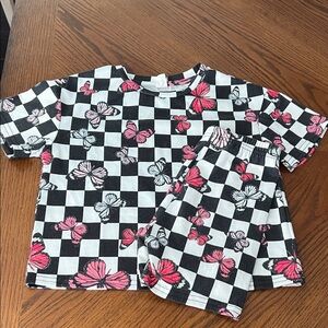 Kids Checkered Butterfly Shirt and Shorts Set